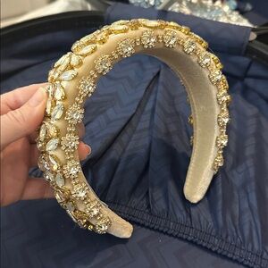 ANTONIO MELANI Gold and Cream Embellished Headband